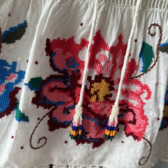 FARM Rio Dresses Farm Rio Macaw Cross Stitch Embroidered Mini Dress